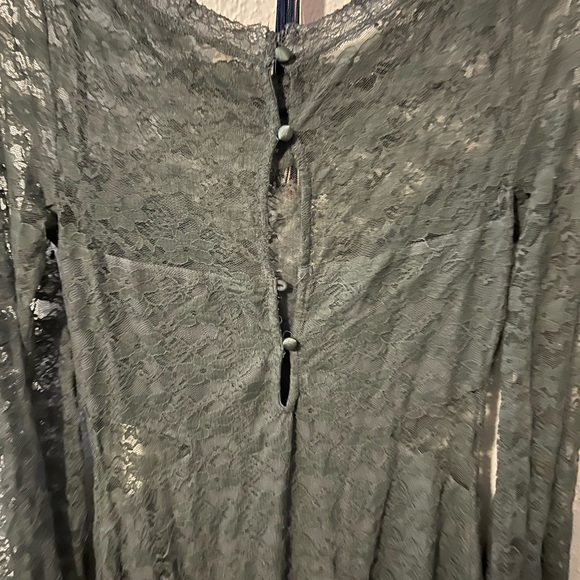 FREE PEOPLE Forest Green Lace Long Sleeve Dress. TRULY STUNNING!! - Picture 8 of 8